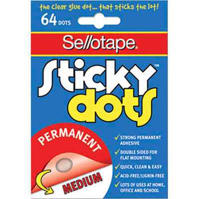 Image for SELLOTAPE STICKY DOTS PERMANENT MEDIUM PACK 64 from Surry Office National