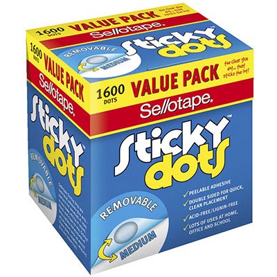 Image for SELLOTAPE STICKY DOTS REMOVABLE MEDIUM PACK 1600 from Absolute MBA Office National