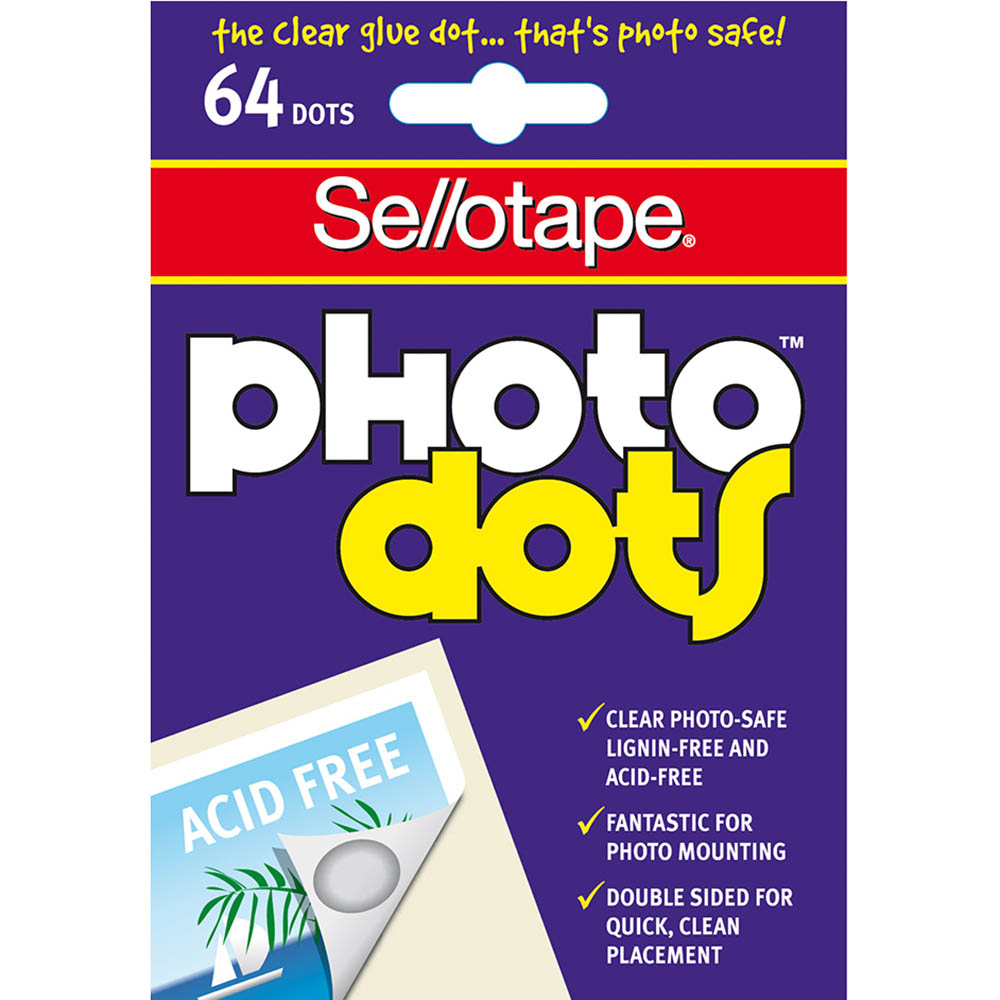 Image for SELLOTAPE PHOTO DOTS ACID FREE PACK 64 from BACK 2 BASICS & HOWARD WILLIAM OFFICE NATIONAL
