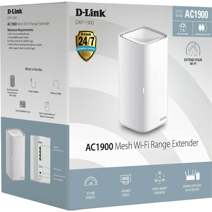 Image for D-LINK DAP-1900 AC1900 MESH WI-FI RANGE EXTENDER WHITE from Axsel Office National
