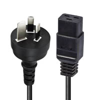 lindy 30350 power cable 3-pin plug to iec-c19 socket 15a 1m black