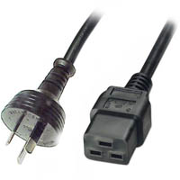 lindy 30359 ups power cable iec c19 plug to 3-pin socket 10a 2m black