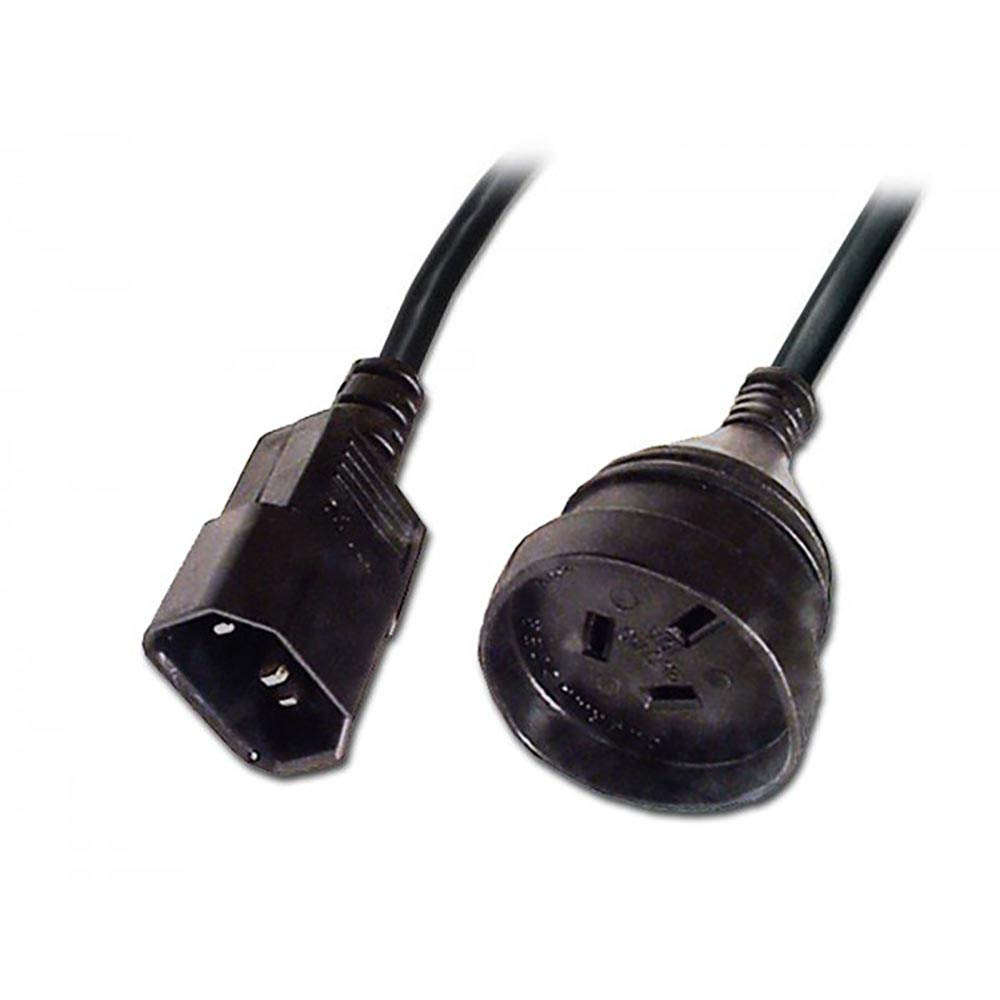 Image for LINDY 30980 POWER CABLE IEC-C14 PLUG TO 3 PIN SOCKET 0.15M BLACK from Paul John Office National