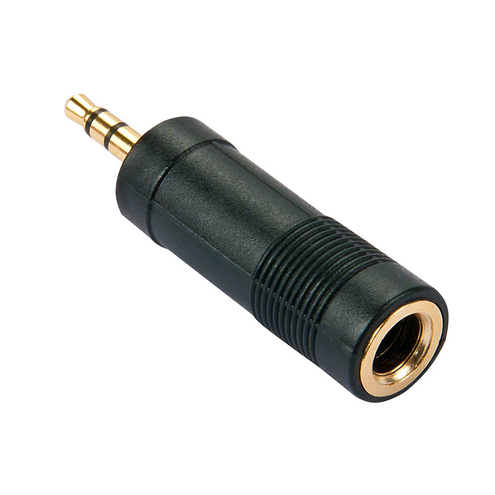 Image for LINDY 35621 AUDIO ADAPTER GOLD PLATED 3.5MM STEREO MALE TO 6.3MM FEMALE BLACK from Office National Barossa