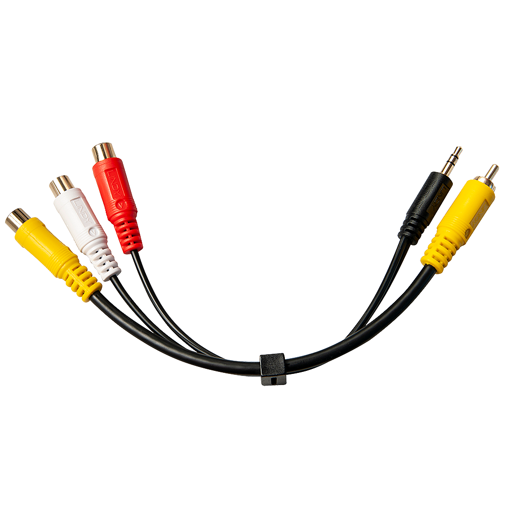 Image for LINDY 35649 AV ADAPTER CABLE 3 RCA FEMALE 3.5MM BLACK from PaperChase Office National