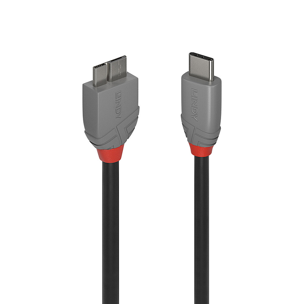 Image for LINDY 36620 ANTHRA LINE USB-C TO MICRO-B CABLE 0.5M BLACK from Coffs Coast Office National
