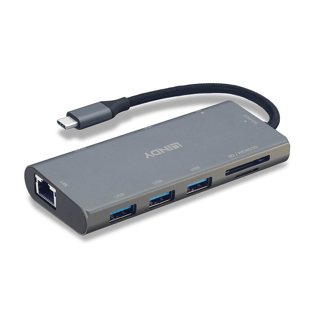 Image for LINDY 43278 USB-C LAPTOP MINI DOCKING STATION GREY from Coffs Coast Office National