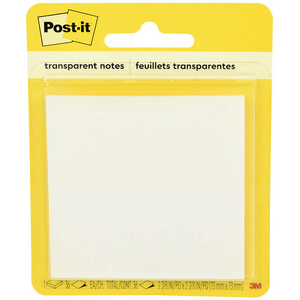 Image for POST-IT 600-TRSPT SUPER STICKY NOTES 73 X 76MM TRANSPARENT 36 SHEETS from Aztec Office National