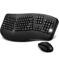 adesso wkb-1500gb wireless ergonomic keyboard and mouse combo black