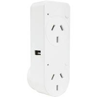 brilliant smart wifi double plug with usb charger white