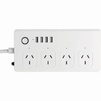 brilliant smart wifi 4 port powerboard with usb chargers white