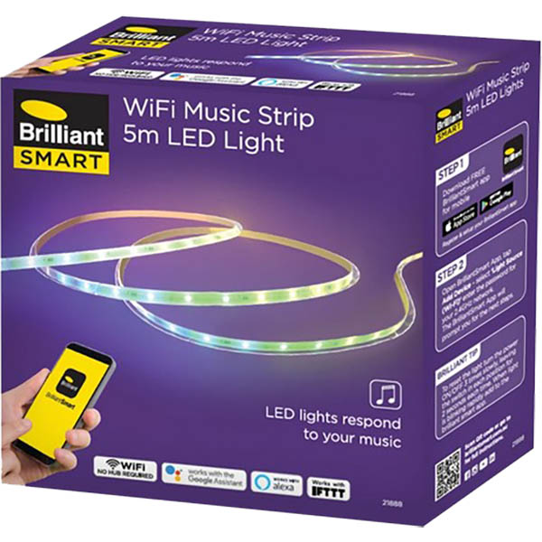 Image for BRILLIANT SMART WIFI MUSIC LED STRIP 5M from Office National Barossa