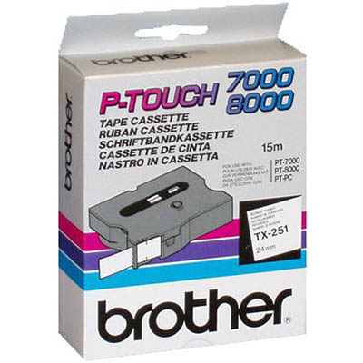 Image for BROTHER TX-251 LAMINATED LABELLING TAPE 24MM BLACK ON WHITE from Two Bays Office National