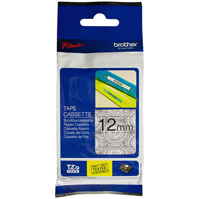 Image for BROTHER TZE-MPSL31 LABELLING TAPE 12MM BLACK ON SILVER LACE from Emerald Office Supplies Office National