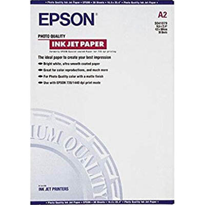 Image for EPSON S041079 GLOSSY PHOTO PAPER 102GSM A2 WHITE PACK 30 from Angletons Office National