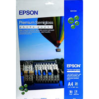 epson s041332 premium semigloss photo paper 251gsm a4 white pack 20