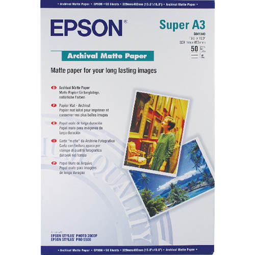 Image for EPSON S041340 ARCHIVAL MATTE PHOTO PAPER 192GSM A3 WHITE PACK 50 from OFFICE NATIONAL CANNING VALE