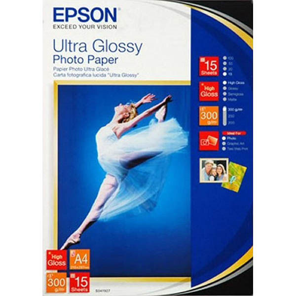 Image for EPSON C13S041927 ULTRA GLOSSY PHOTO PAPER 300GSM A4 WHITE PACK 15 from Paul John Office National