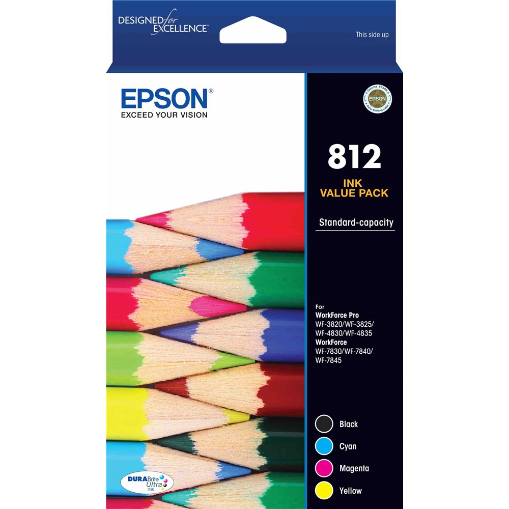 Image for EPSON 812 INK CARTRIDGE BLACK/CYAN/MAGENTA/YELLOW from Aztec Office National