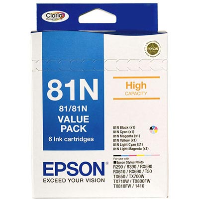 Image for EPSON 81N INK CARTRIDGE HIGH YIELD VALUE PACK 6 from Angletons Office National