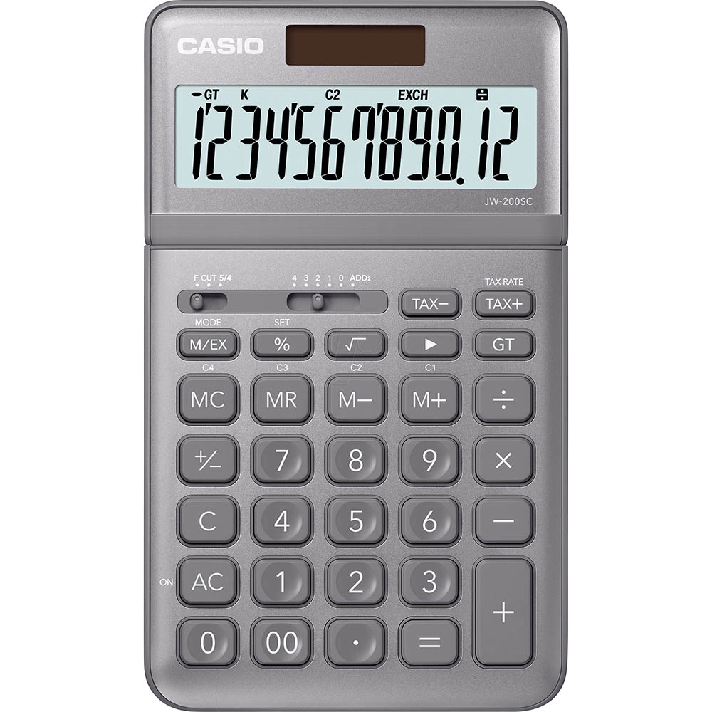 Image for CASIO JW-200SC DESKTOP CALCULATOR 12 DIGIT GREY from OFFICE NATIONAL CANNING VALE