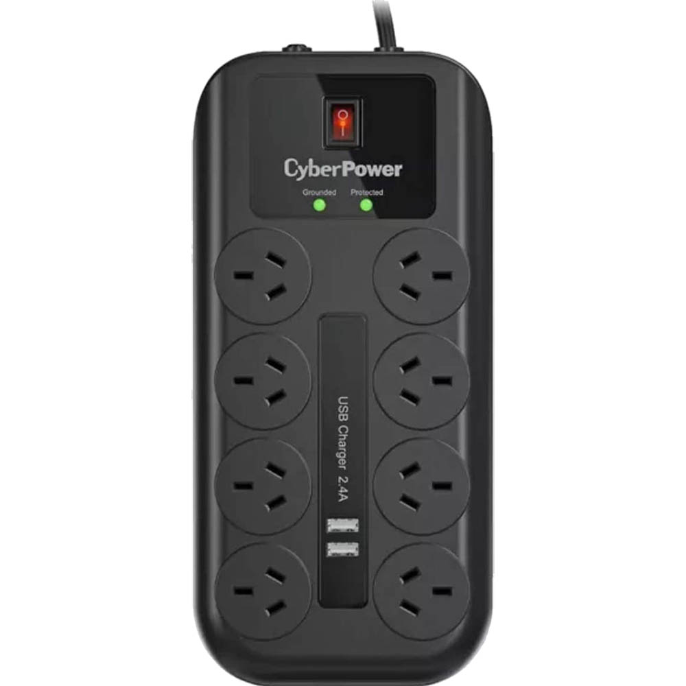 Image for CYBERPOWER CPSURGE08USB-ANZ SURGE PROTECTOR 8-PORT 2M BLACK from Office National Barossa