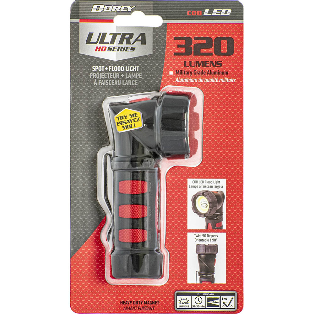 Image for DORCY D4349 LED ULTRA HD SERIES COB SWIVEL FLASHLIGHT 320 LUMEN BLACK/RED from Office National Capalaba
