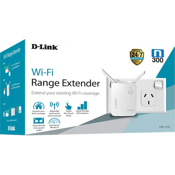 Image for D-LINK DAP-1330 N300 WI-FI RANGE EXTENDER WHITE from Two Bays Office National