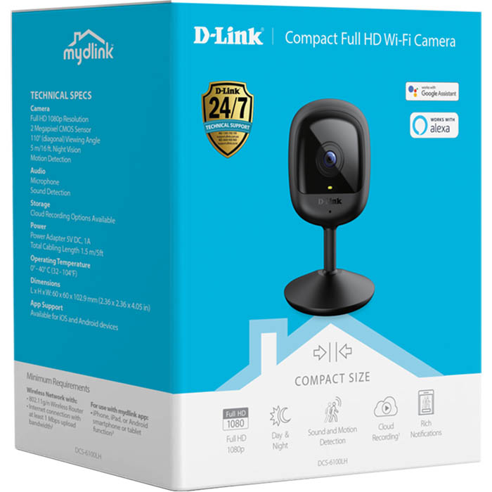 Image for D-LINK DCS-6100LH COMPACT FULL HD WI-FI SURVEILLANCE CAMERA BLACK from AASTAT Office National