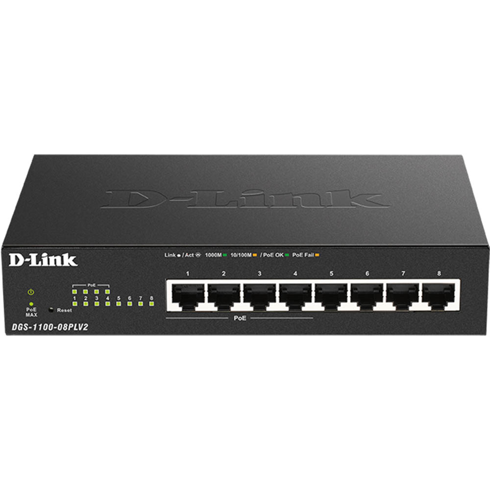 Image for D-LINK DGS-1100-08PLV2 8-PORT GIGABIT SMART MANAGED POE SWITCH WITH 4 POE PORTS from Emerald Office Supplies Office National