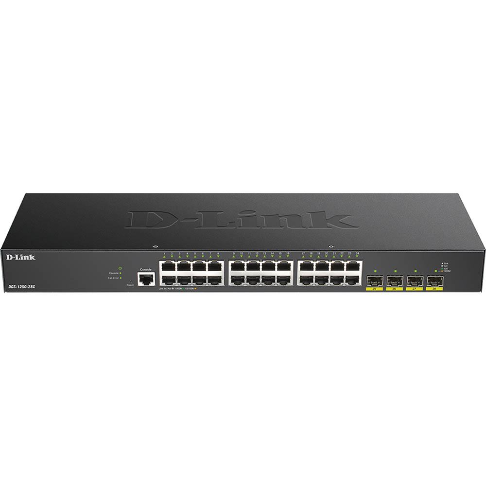 Image for D-LINK DGS-1250-28X 28-PORT GIGABIT SMART MANAGED SWITCH WITH 24 RJ45 AND 4 SFP+ 10G PORTS from PaperChase Office National
