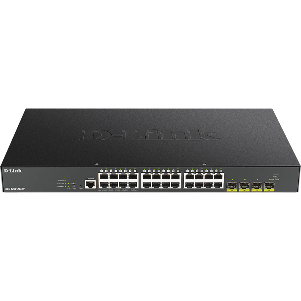 Image for D-LINK DGS-1250-28XMP 28-PORT GIGABIT SMART MANAGED POE SWITCH WITH 24 RJ45 AND 4 SFP+ 10G PORTS from Office National Sydney Stationery