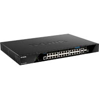d-link dgs-1520-28 28-port gigabit smart managed stackable poe+ switch with 20 poe+ 1000base-t, 4 poe+ 2.5gbase-t and 4 10gb po