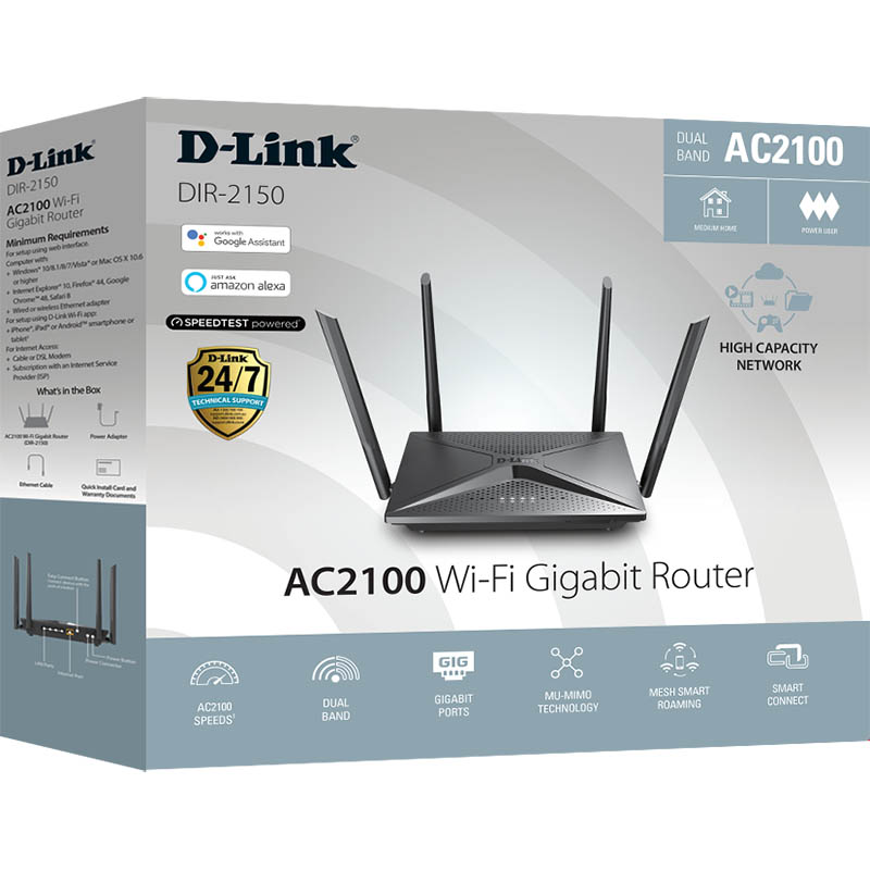 Image for D-LINK DIR-2150 AC2100 WI-FI GIGABIT ROUTER BLACK from Angletons Office National