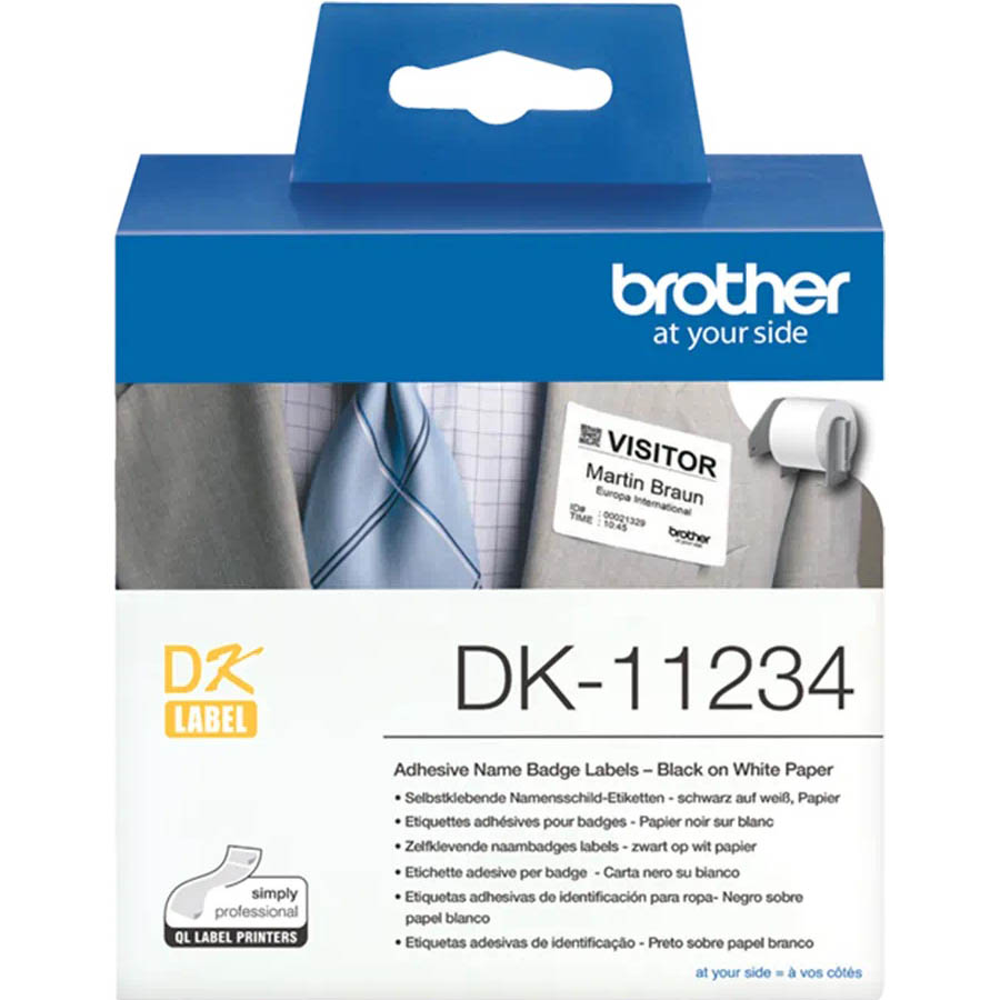 Image for BROTHER DK-11234 ADHESIVE NAME BADGE LABELS 60 X 86MM WHITE ROLL 260 from Office National