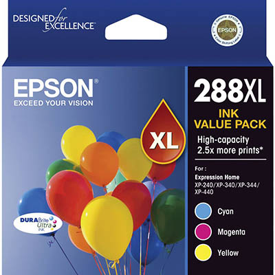 Image for EPSON 288XL INK CARTRIDGE HIGH YIELD CYAN/MAGENTA/YELLOW from Office National Barossa
