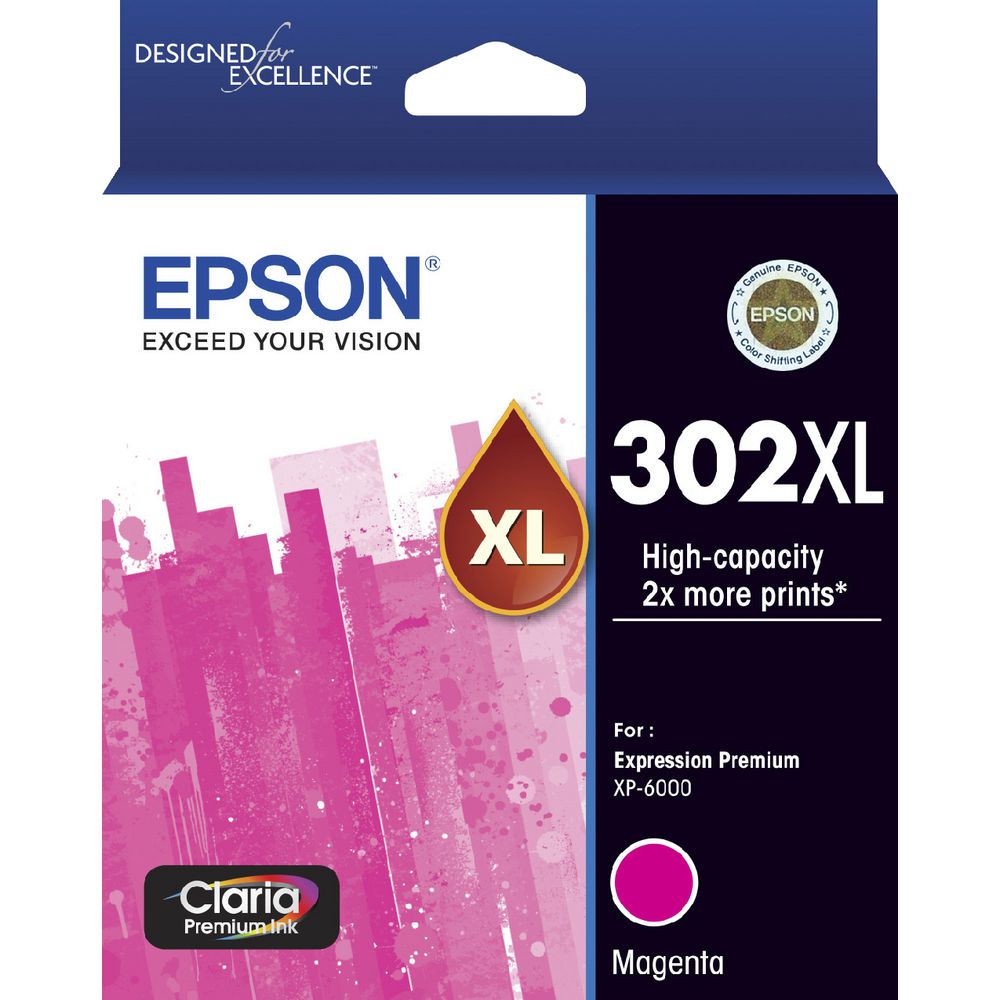 Image for EPSON 302XL INK CARTRIDGE HIGH YIELD MAGENTA from Office National