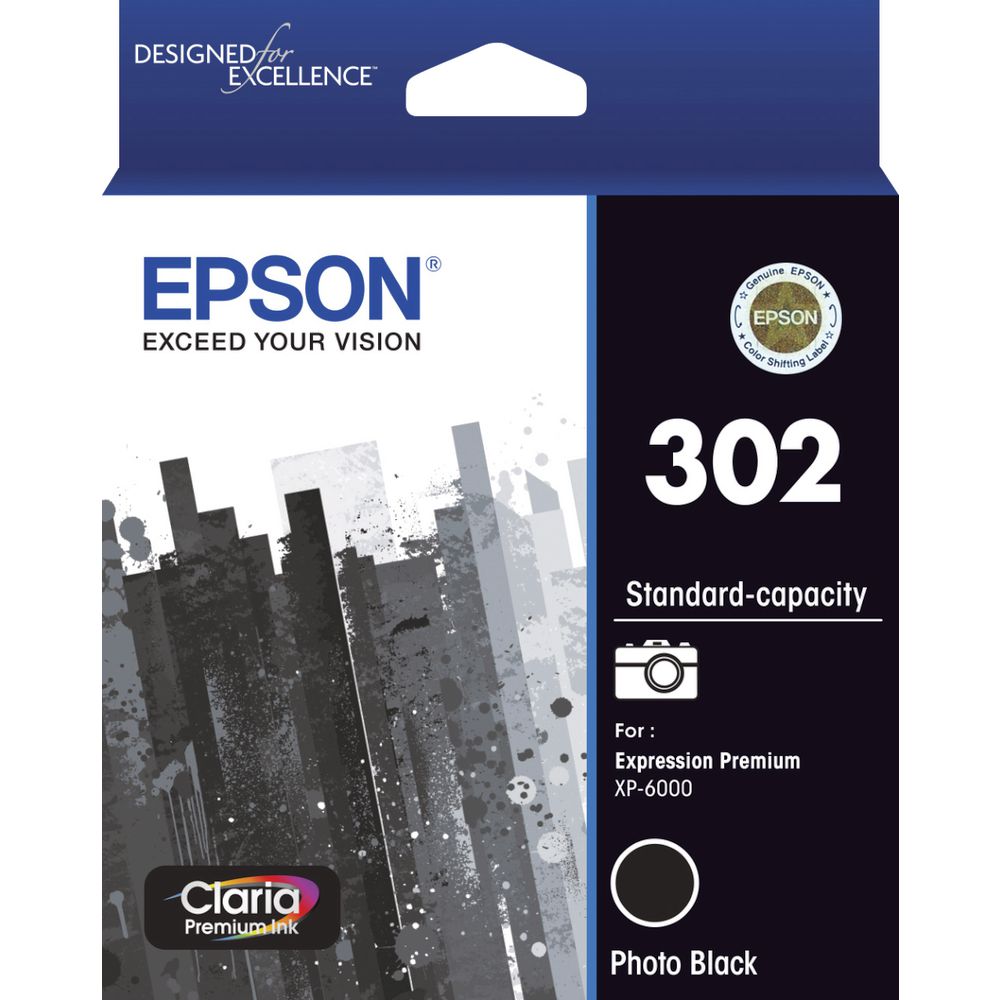 Image for EPSON 302 INK CARTRIDGE PHOTO BLACK from Angletons Office National