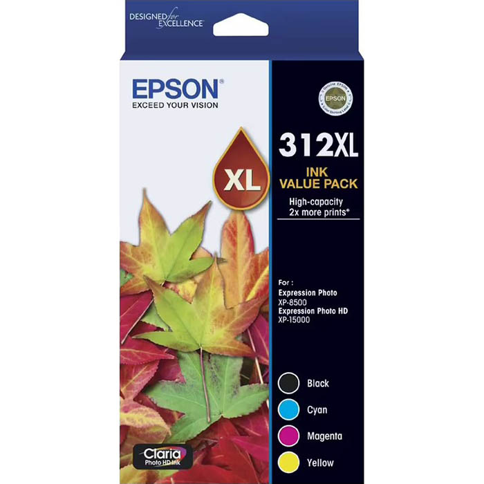 Image for EPSON 312XL INK CARTRIDGE HIGH YIELD CYAN/MAGENTA/YELLOW/BLACK from Aztec Office National Melbourne