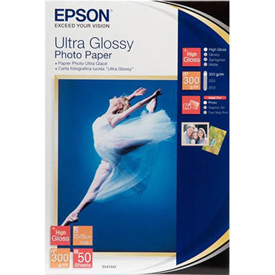 Image for EPSON C13S041943 ULTRA GLOSSY PHOTO PAPER 300GSM 102 X 152MM WHITE PACK 50 from Office National Barossa