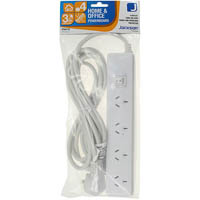 jackson powerboard surge protected 4 outlet switched 3m white