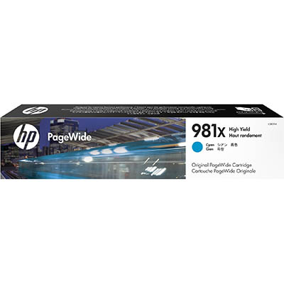 Image for HP L0R09A 981X INK CARTRIDGE HIGH YIELD CYAN from Angletons Office National