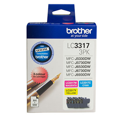 Image for BROTHER LC33173PK INK CARTRIDGE VALUE PACK CYAN/MAGENTA/YELLOW from Coleman's Office National