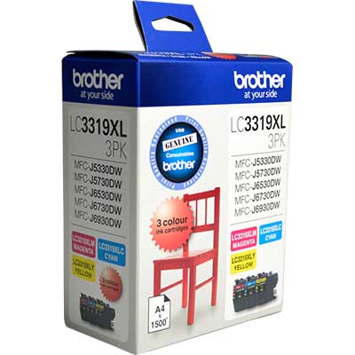 Image for BROTHER LC3319XL3PK INK CARTRIDGE HIGH YIELD VALUE PACK CYAN/MAGENTA/YELLOW from Surry Office National