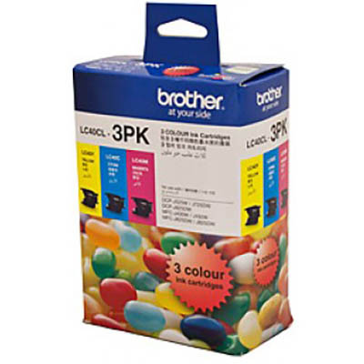 Image for BROTHER LC40CL3PK INK CARTRIDGE VALUE PACK CYAN/MAGENTA/YELLOW from Surry Office National