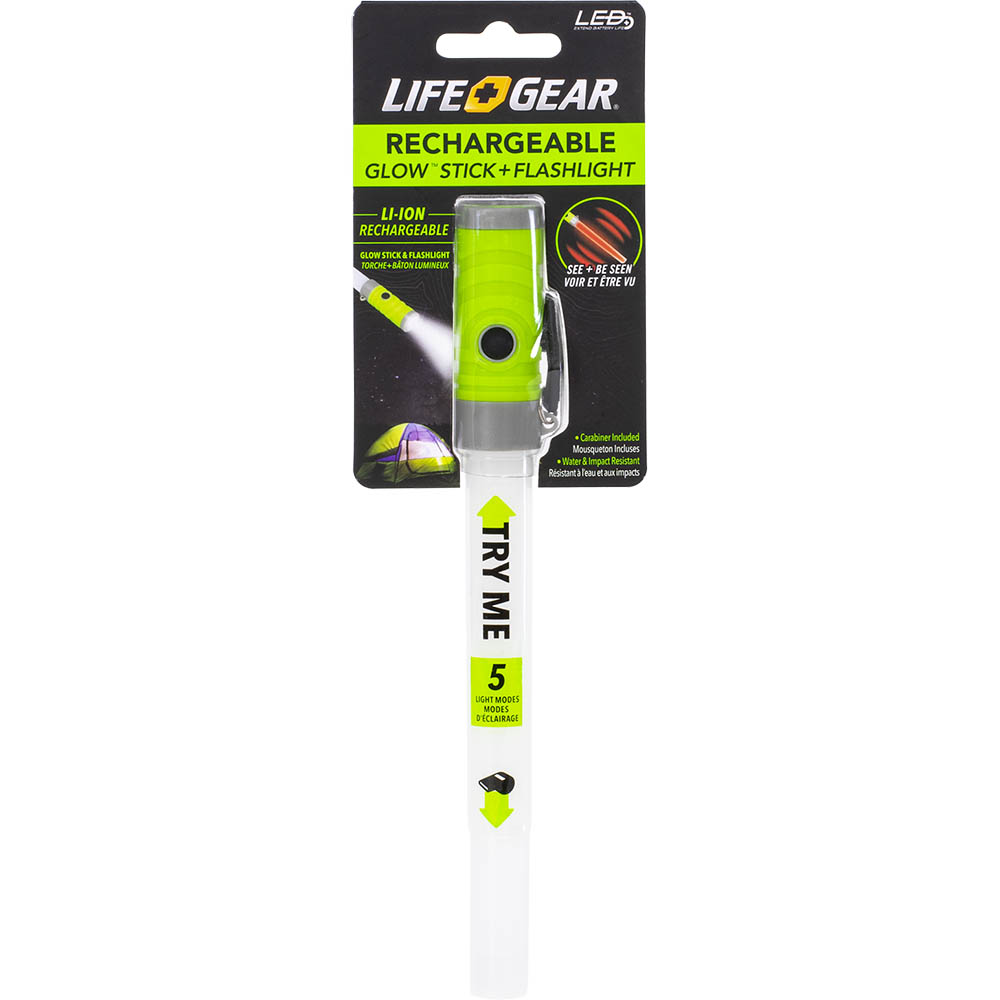 Image for LIFEGEAR LED GLOWSTICK AND FLASHLIGHT USB RECHARGABLE GREEN from OFFICE NATIONAL CANNING VALE