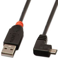 lindy 31975 usb-a to micro usb-b 2.0 90-degree cable 0.5m black