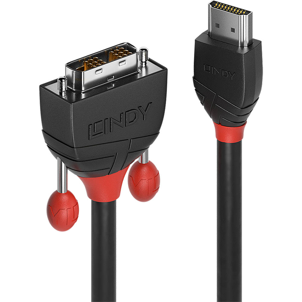 Image for LINDY 36270 BLACK LINE HDMI CABLE TO DVI-D 500MM BLACK from Office National Sydney Stationery
