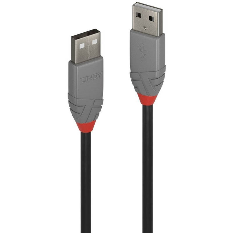 Image for LINDY 36691 ANTHRA LINE USB-A TO USB-A 2.0 CABLE 0.5M BLACK from Emerald Office Supplies Office National