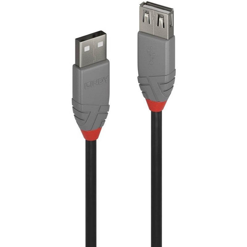 Image for LINDY 36701 ANTHRA LINE USB-A 2.0 EXTENSION CABLE 0.5M BLACK from OFFICE NATIONAL CANNING VALE